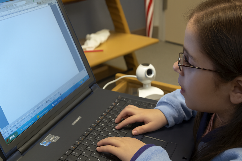 Second grade Student typing 50 wpm