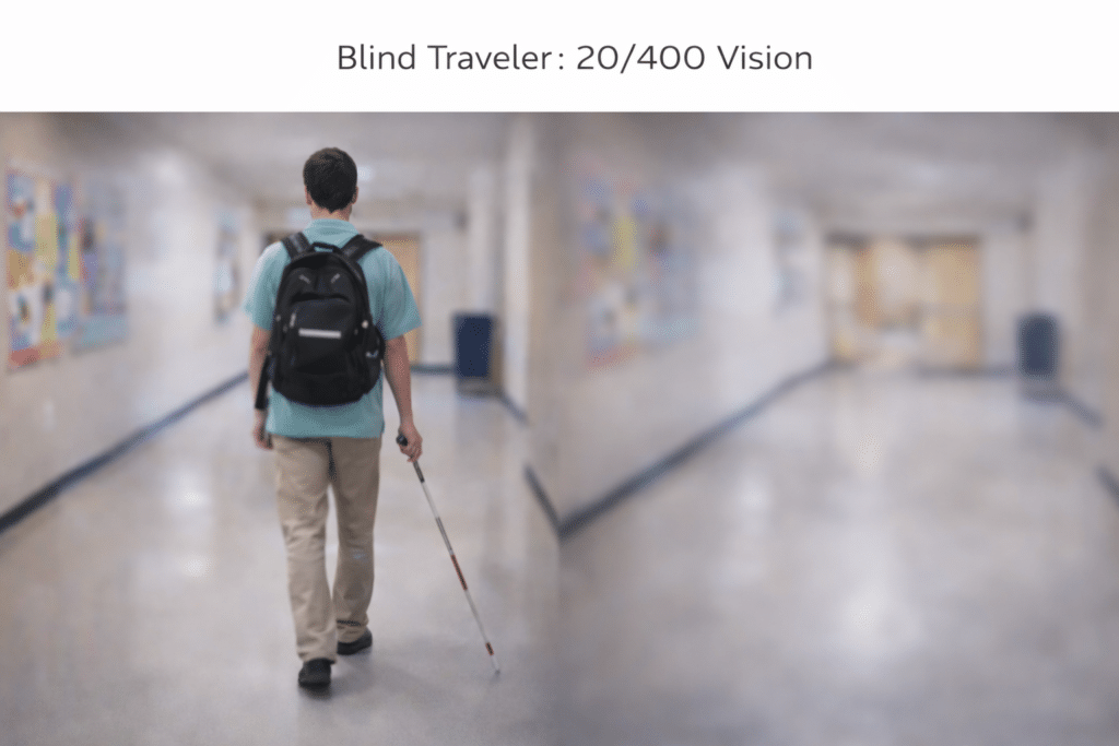 What Does 20/400 Vision Look Like? Loss of clarity and blurry tones and outlines