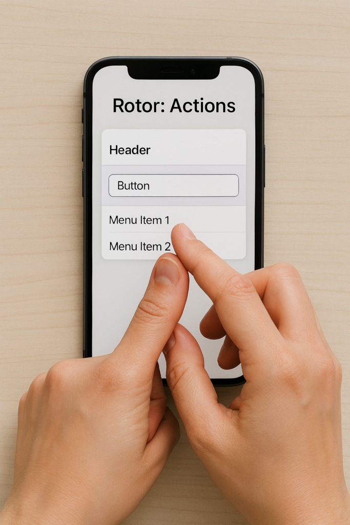 Using VoiceOver to Learn What You Can Do in an App using rotor with 2 fingers