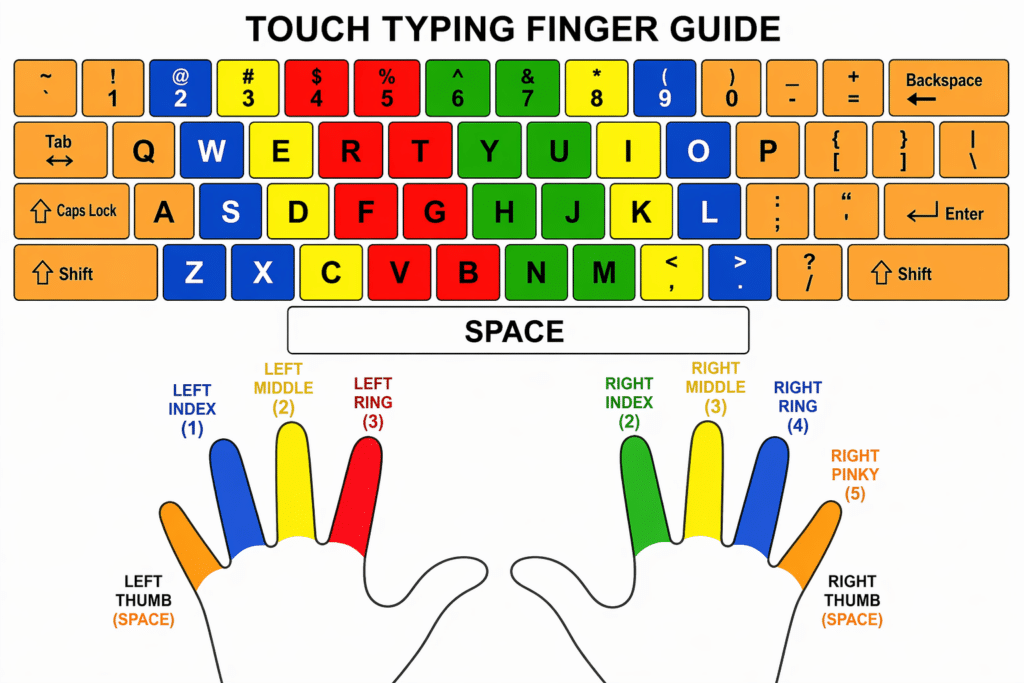Proper Placement of fingers on Keyboard